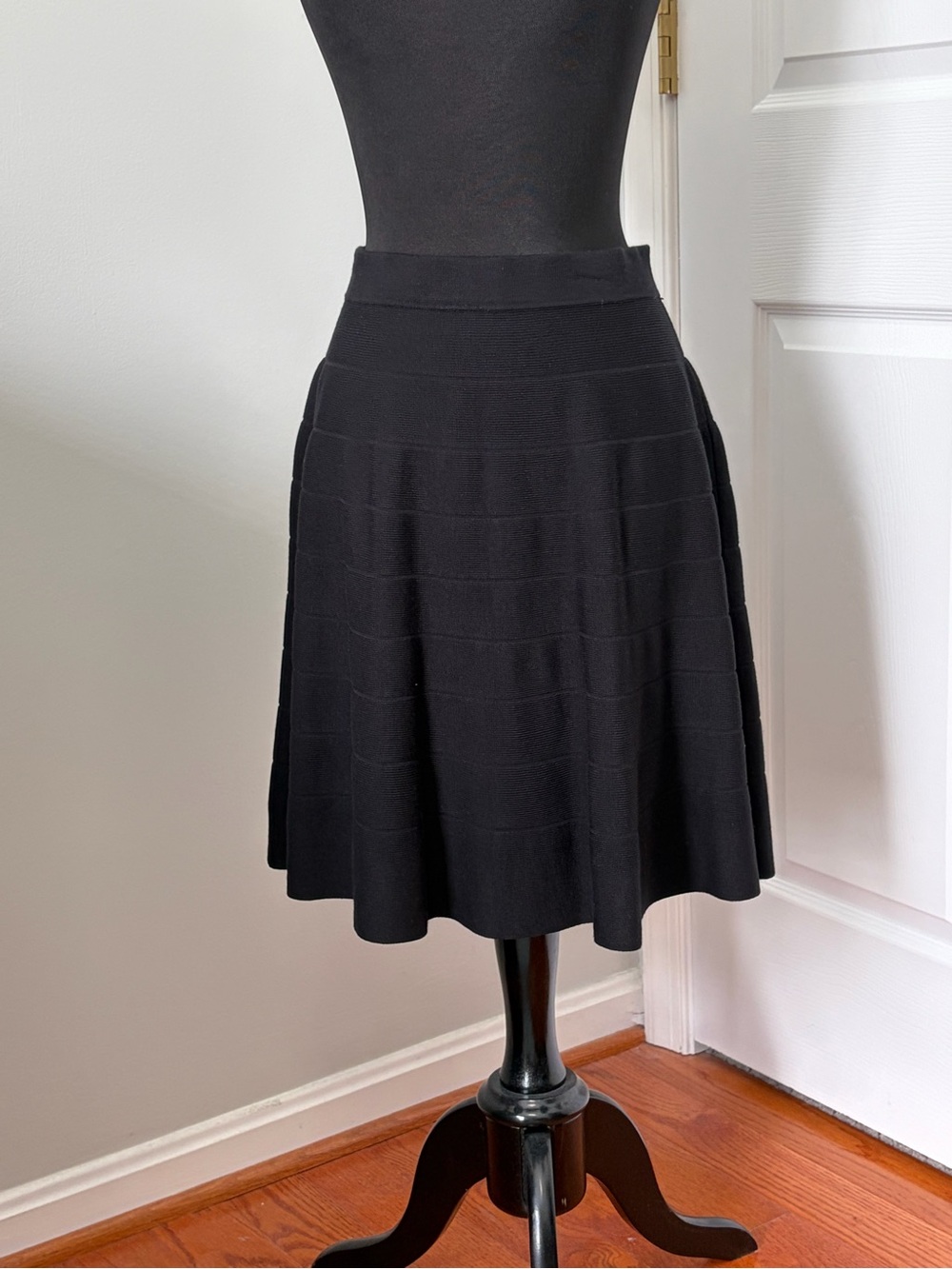 Vintage, Max Studio, Black, Rayon/Poly, Skater Skirt, Size M
